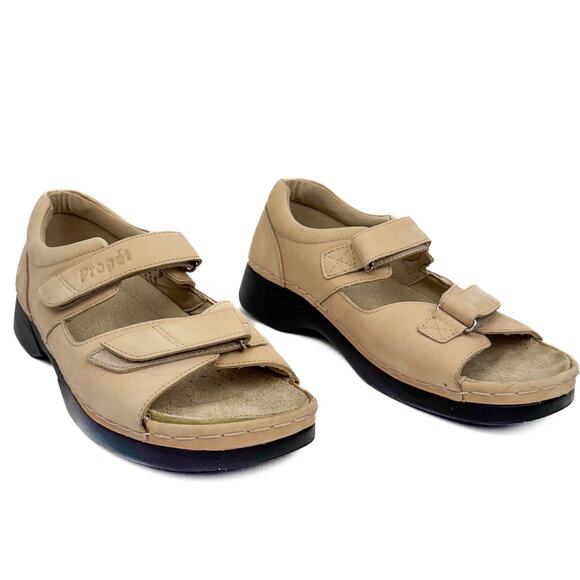 Propet Tan Suede Leather Padded Orthotic Sandals Sz 8 Wide Arch Support Comfort - Picture 1 of 16